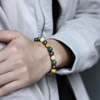 

New Fashion Bracelet Natural Bead Stone Stretch Bracelet for Men Women Mixed Beads 19cm Jewelry Gift Drop Shipping DBM75A