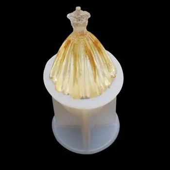 

3D Princess Dress Skirt Silicone Chocolate Fondant Candy Mould Christmas Wedding Dress Resin Mold Cake Baking Tools