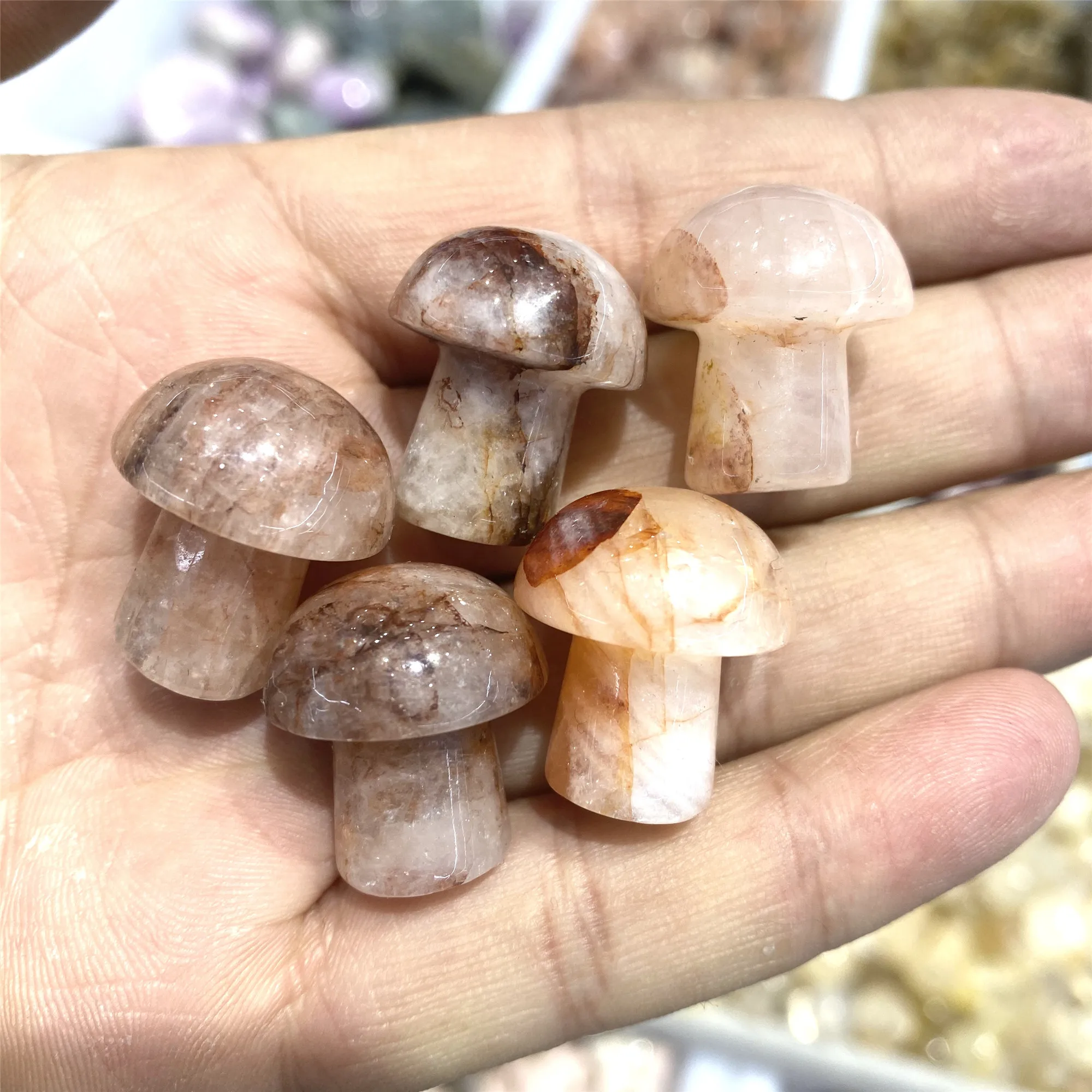 5 шт. натуральный кристалл огненный кварц Резные грибы сырые образцы