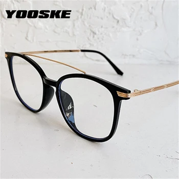 

YOOSKE Anti Blue Light Glasses Frames Women Classic Double Beam Optical Spectacle Frame Men Computer Eyeglasses Myopia Eyewear