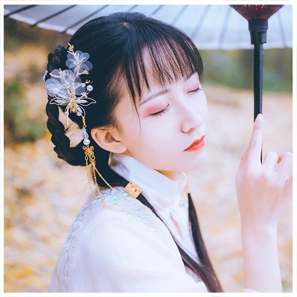 Hanfu простой стиль для женщин/Дети костюм кисточки супер фея принцесса палочки для волос Ветер Шпилька заколка