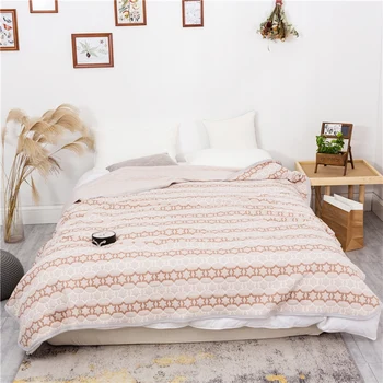 

Pure Cotton Bed Blanket Cover Towel Yarn-dyed Jacquard Knitted Summer Quilt Bed Sheet Blanket Sofa Soft Bedspread Home Textile