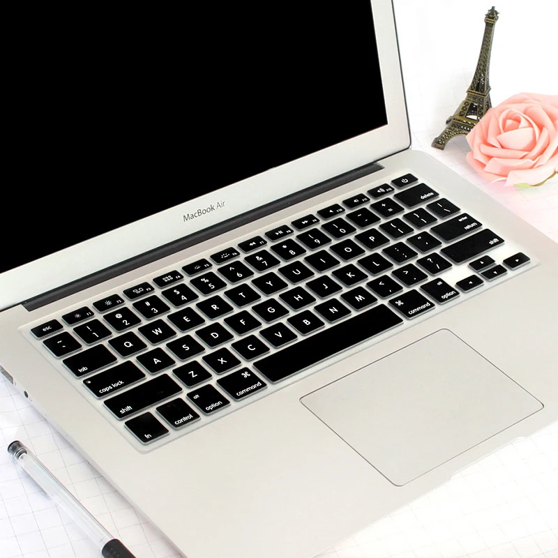 Силиконовый чехол для клавиатуры ЕС, протектор для MacBook Air 11 дюймов A1370 A1465, водонепроницаемый чехол для ноутбука, простая ультра тонкая - Цвет: eu black