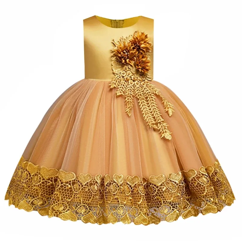 White Wedding Birthday Gown Lace Tutu Princess Dress Floral Embroidery Girls Children Clothing Kids Party For Girl Clothes girls dress princess costume