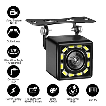 

170 degree HD CMOS Car Rear View Reverse Backup Camera 12 LED Waterproof Night Vision Universal Backup Parking Camera
