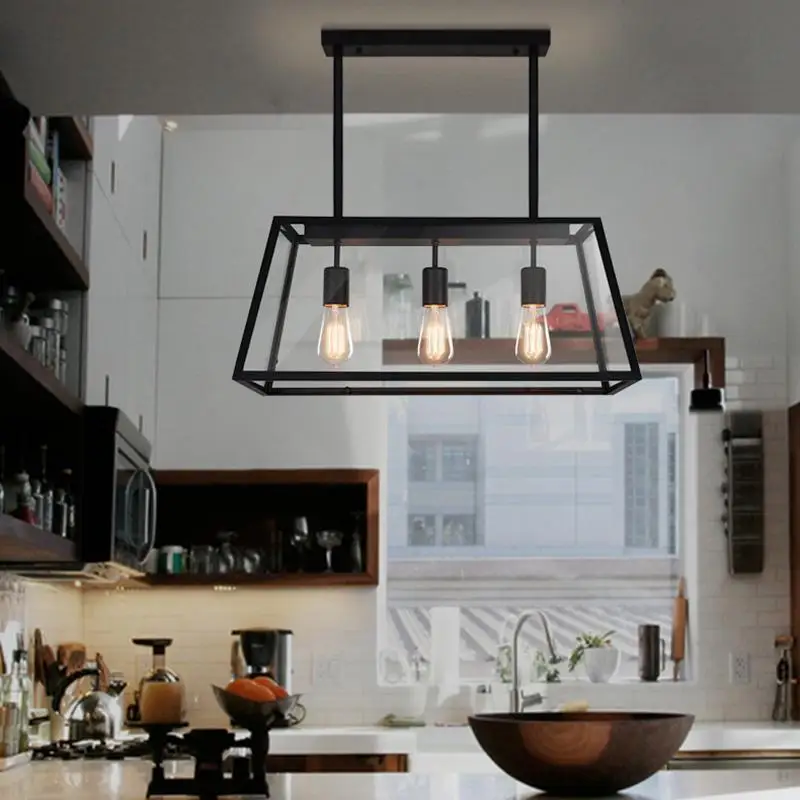 

Vintage Black Transparent Glass Pendant Lights Edison Bulb Art Kitchen Hanging Lamps Modern Bar Cafe Deco Hanging Lamp Luminaria