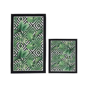 

Elite Lux Rectangular 2'li Bath Mat Pad Leaf Black