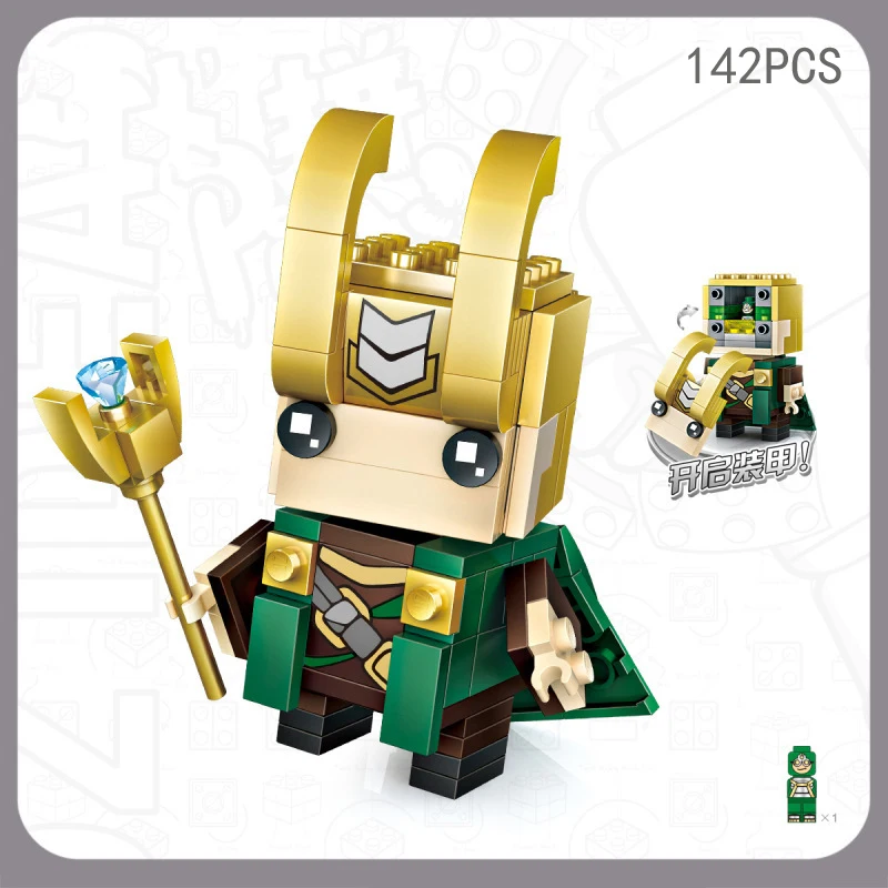 

Disney marvel avengers figure mini block super hero nanobrick loki groot spiderman ironman big head building brick toy for gifts