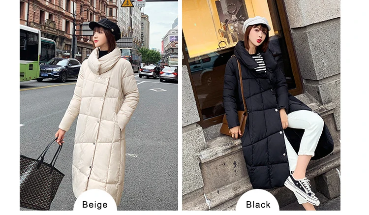 Long Stand Collar Parka Women Winter Jacket Cotton Padded Warm Thicken Ladies Long Loose Coats Parka Womens Jackets