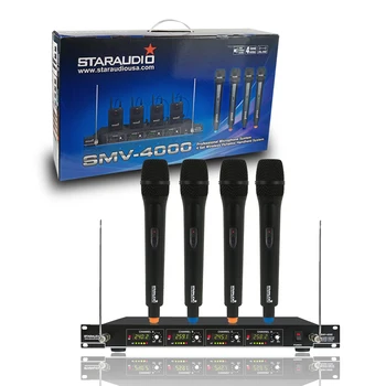 

STARAUDIO Wireless Microphone System 4 Channel VHF Handheld Microphone For Church Stage Party KTV Disco Karaoke Club SMV-4000A