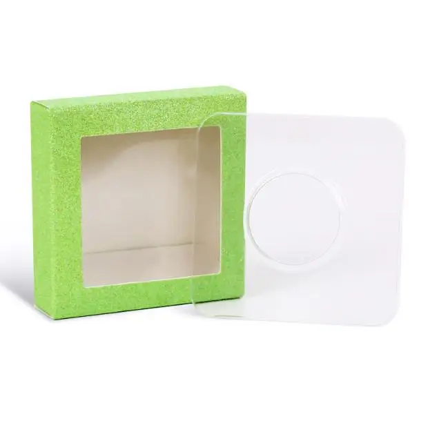 Квадратная упаковочная коробка для ресниц пустые ресницы пластиковая посылка Прозрачная крышка лоток для ресниц DIY мягкая упаковочная коробка инструменты - Цвет: green-1