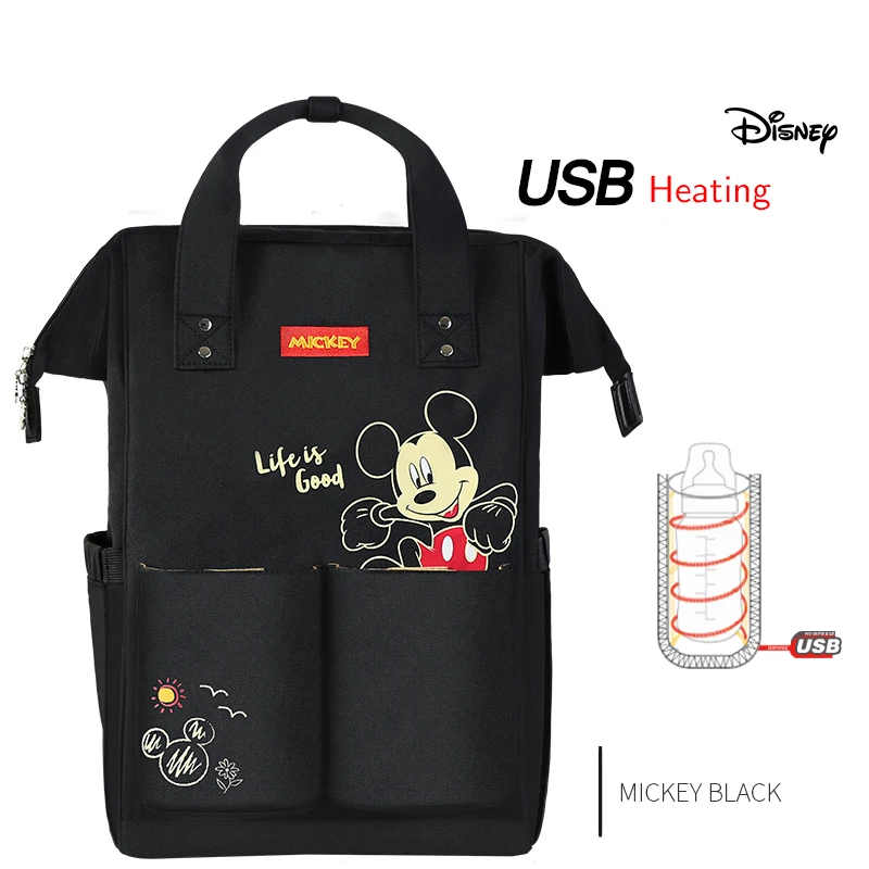 Black Рюкзак для подгузников disney, сумка-Оксфорд для мам, сумка для подгузников для мам, сумка для подгузников для ухода за ребенком, сумки для путешествий, сумки для мам, сумки с Микки Маусом и Диснеем - Цвет: Black