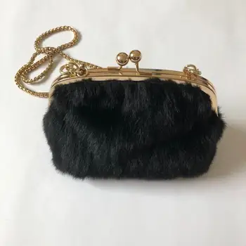 

Discount mink fur bag "Mobile phone bag" mini natural mink fur coin purse slung a small bag female Joker ladies shoulder mobile