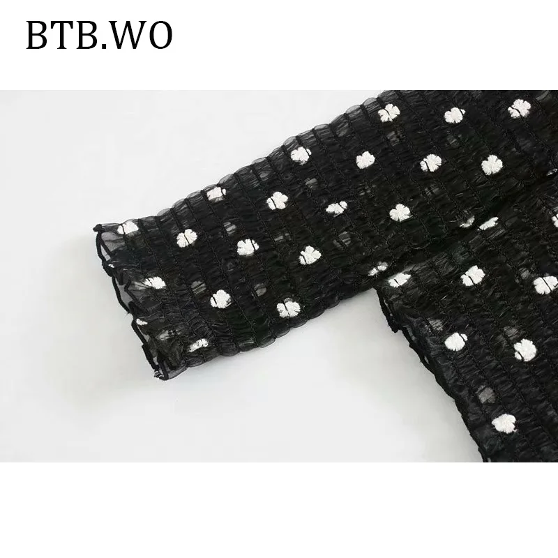 BTB. WO блузка женская элегантная модная с длинным рукавом Вышивка Повседневная Уличная кимоно из Полиэстера Блузка женские топы и блузки