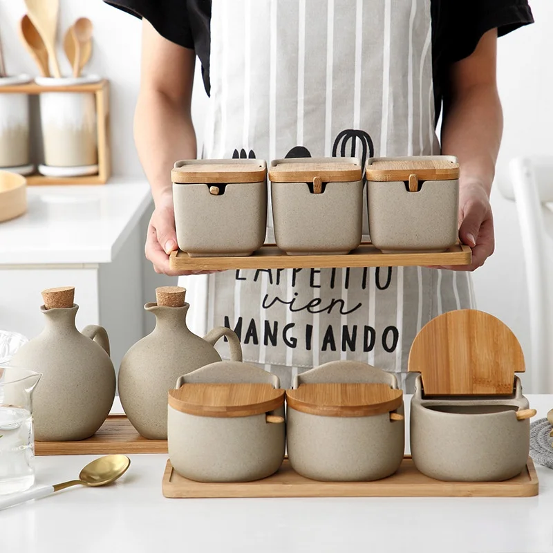 

Japanese Style Clamshell Ceramic Seasoning Jar Kitchen Salt Sugar Monosodium Glutamate Seasoning Box Jar Kitchen Supplies