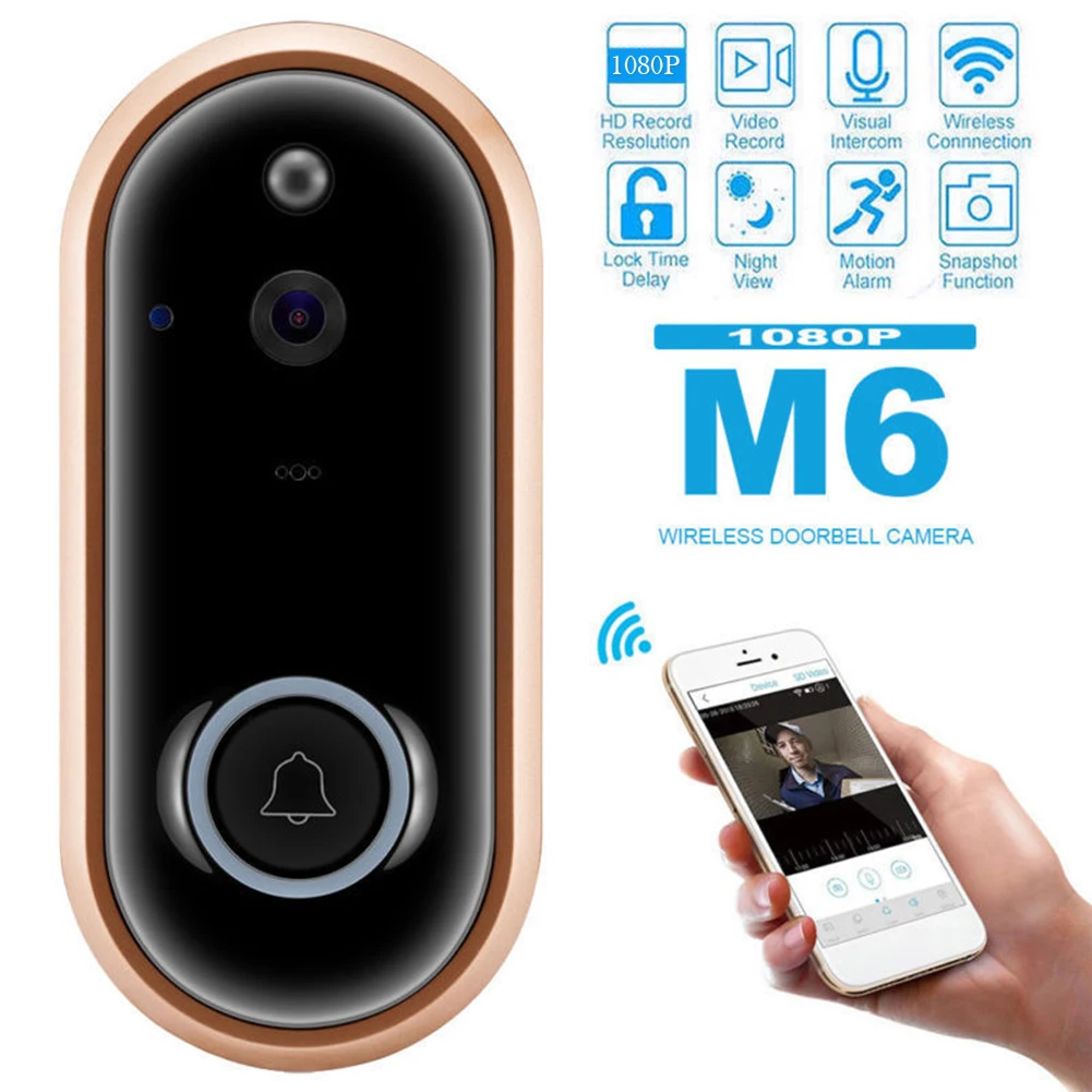 

M6 Wireless HD 1080P Visual WIFI Doorbell Infrared Night Vision Remote Home Monitoring Waterproof Intercom Doorbell Phone Call