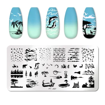 

PICT You Nature Leaf idea nail Stamping Plates Nail Art Image Plate Pictures Stainless Steel Nail Stamp Stencil Tools