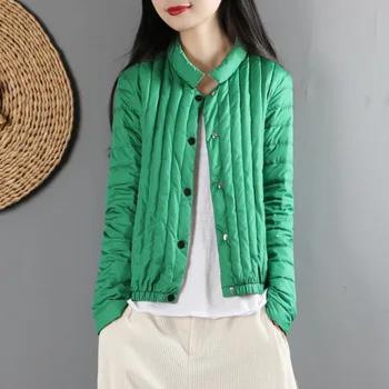 

Retro art light and thin down short winter Korean version loose thin warm coat
