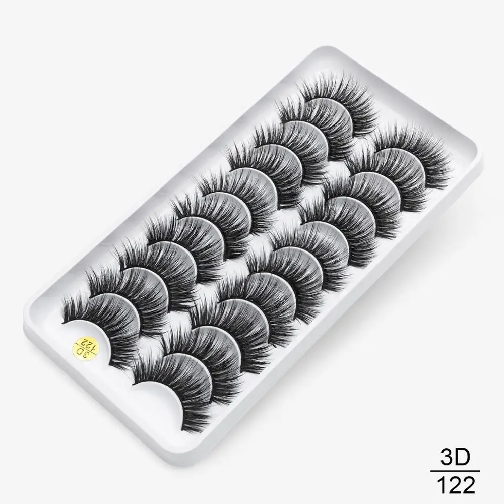 2/4/10 пар в комплекте; реальные 3D искусственные норковые ресницы густыми естественных ресниц прижатием Профессиональный Макияж Наращивание ресниц - Цвет: 3D-122