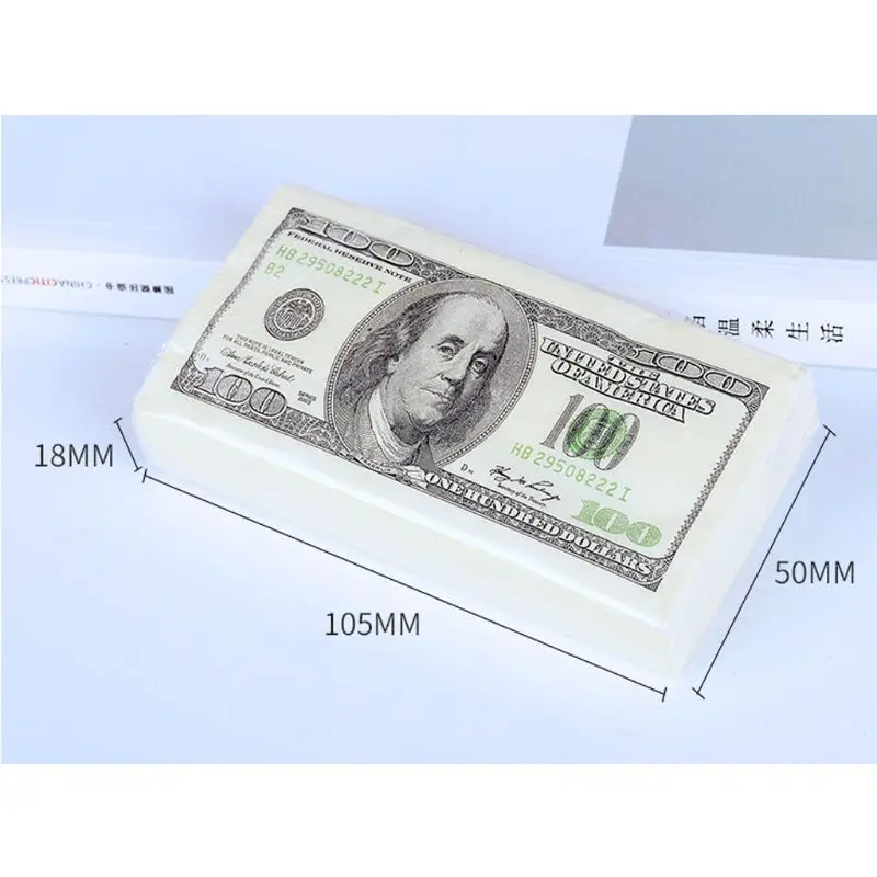 8 Packs for Creative Napkin Paper 100 Dollar for Raw Pulp Facial Tissue Handkerchief Wedding Birthday Disposable
