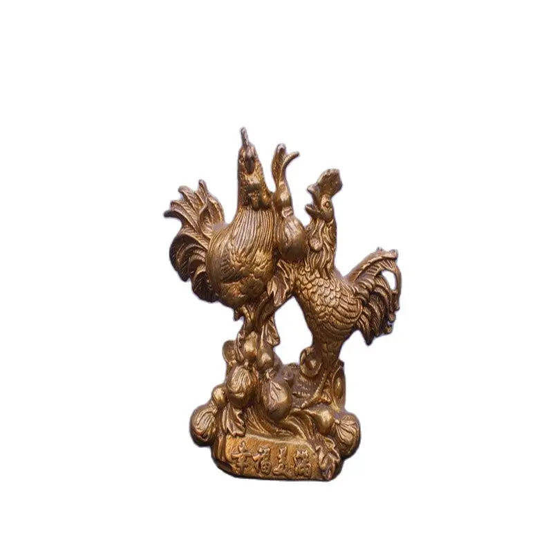 

China Old Brass Statue Lucky Chicken Copper Statue