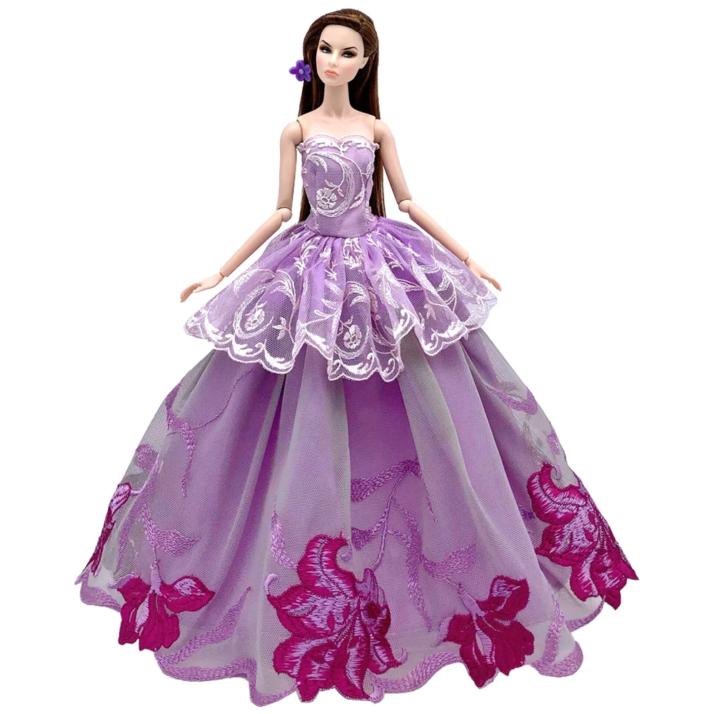 NK One Pcs Doll Princess Wedding Dress Noble Party Gown For Barbie Doll Accessories Handmake Outfit Best Gift For Girl' Doll JJ