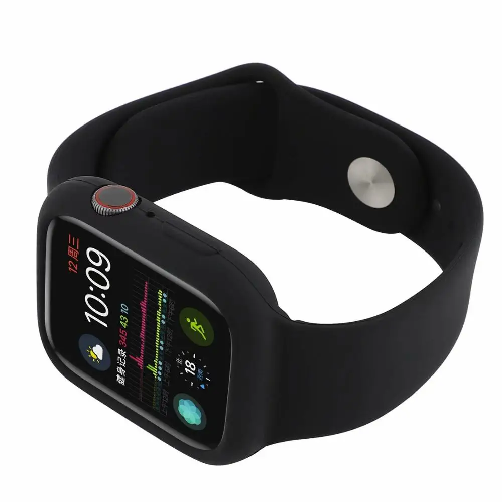 Силиконовый браслет ремешок и ударопрочный чехол для apple watch 4 44/40 мм наручных ремешка защитный бампер для наручных часов iwatch серии, версия 1, 2, 3, ремешок 42/38 мм - Цвет ремешка: Black