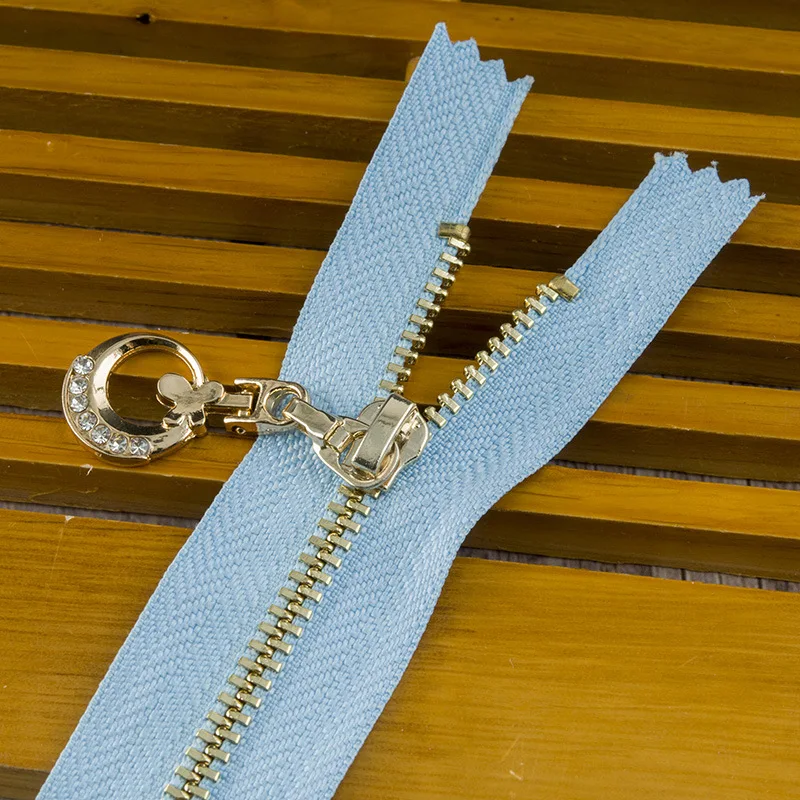 Light blue GT Meetee 5 шт. 15/20 см 3# металлическая молния закрытый конец цвета: золотистый, серебристый зуб Луна Тяговая головка замка застежка-молнии, самодельный сумок Костюмы швейные принадлежности ZA005 - Цвет: Light blue GT