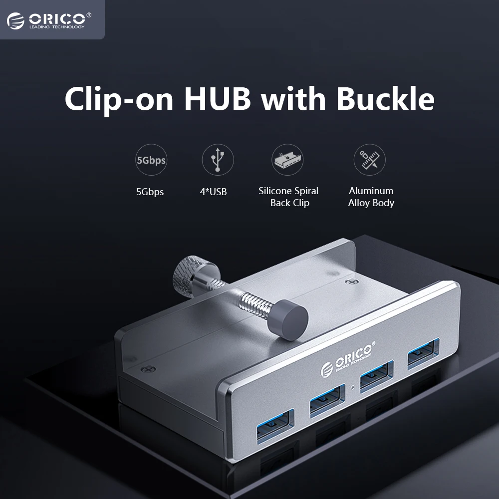 ORICO алюминиевый 4 порта USB 3,0 зажим концентратор с питанием высокая скорость 5 Гбит/с передача данных для MAC OS PC(MH4PU-P