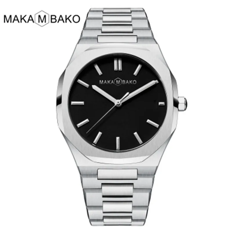 

Luxury Sliver Black Watch Men Stainless Steel Quartz Clock Men Minimalist Style Watch Top Brand Waterproof Fashion Wristwatches
