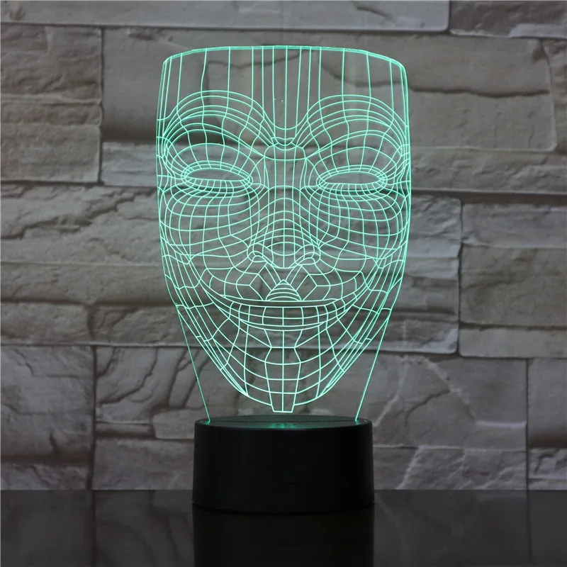 3D лампа V для вендетты, лучший подарок для детей, сенсорный сенсор, быстрая, яркая база для декора комнаты, светодиодный ночник, светильник