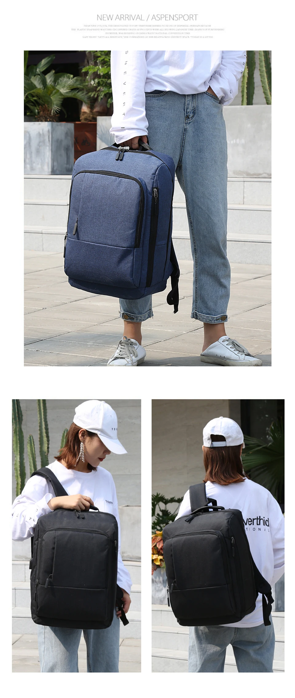 Business Backpack Smart Bagpack Laptop 15.6 Inch Men Travel Women Back Pack USB Charging Waterproof Notebook Male Female Bags (9)