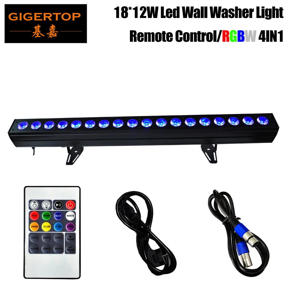 

Remote Control 18x12W LED Wall Washer Lighting RGBW 4in1 110-240V Indoor Wireless Washer light Outdoor Party Disco led bar light