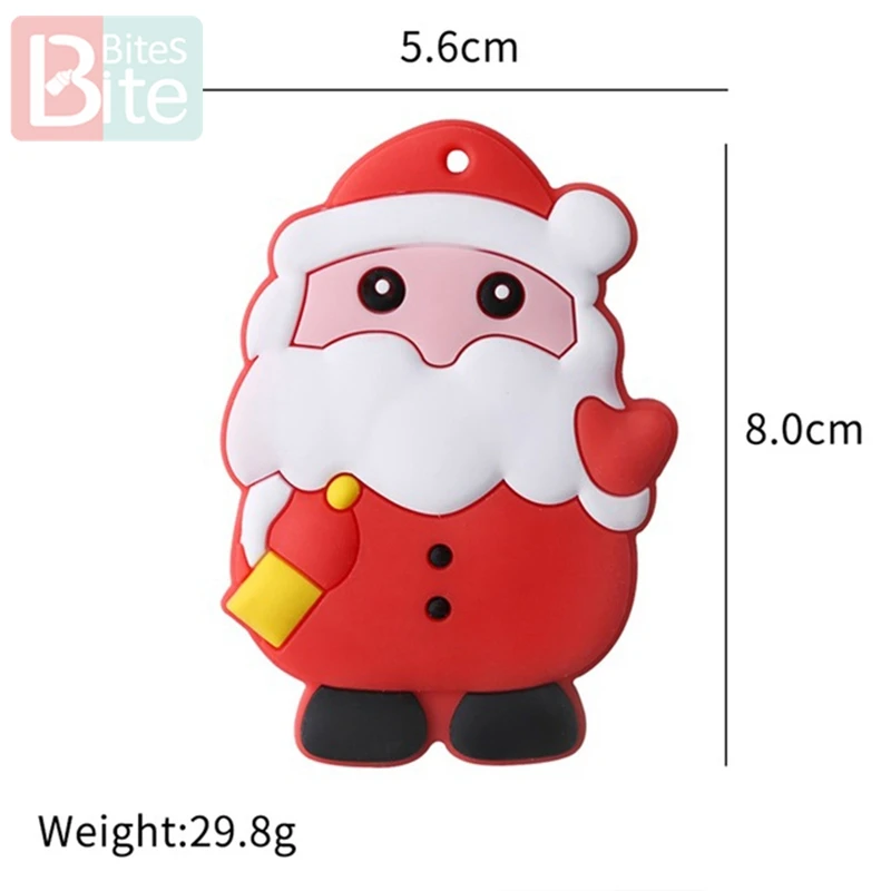 Santa Claus 1 шт., детский силиконовый прорезыватель, Санта Клаус, Рождественская елка, пищевое качество, силиконовый грызун, Детская Соска-подвеска, детские товары, игрушка - Цвет: Santa Claus