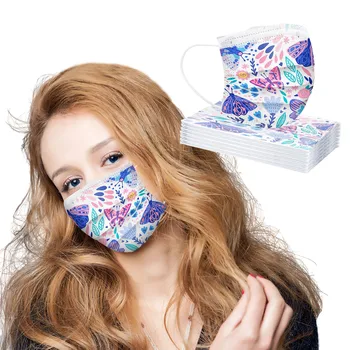 

20PCS Adult Disposable Face Mask Mondkapjes Mouth Covering Fashion Flowers Print Anti Dust Personal Multiple Protective Mask