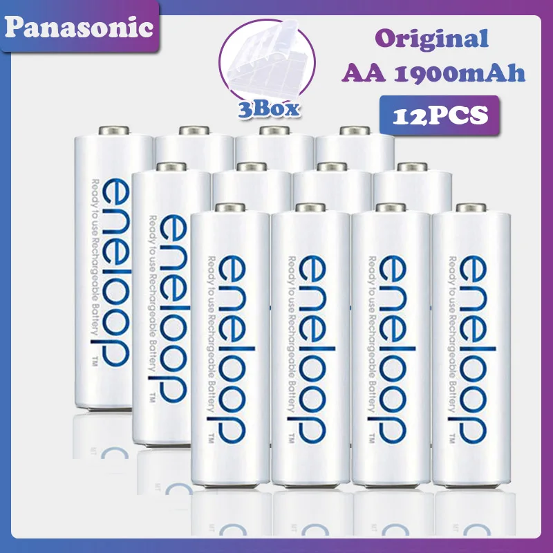 12 шт. Panasonic 1,2 в 1900 мАч Ni-MH AA батареи для камеры фонарик предварительно заряженные перезаряжаемые батареи сделано в Японии