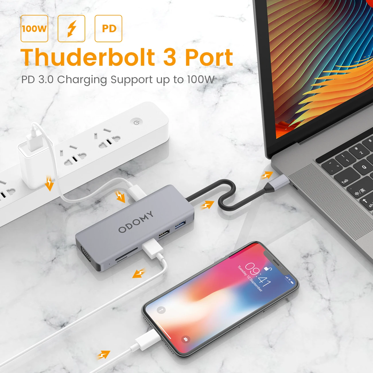9 в 1 USB C концентратор с 3,5 мм Аудио HDMI LAN TF \ SD слот USB 3,0 2,0 для iPhone Macbook huawei samsung type-C адаптер многопортовый