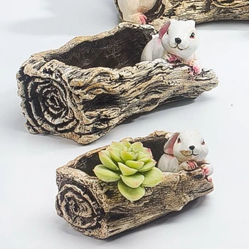 

Retro Rabbit Imitation Stake Flowerpot Succulent Flower Pot Ceramic Crafts Plant Container Creative Flower Vase Home Decoration