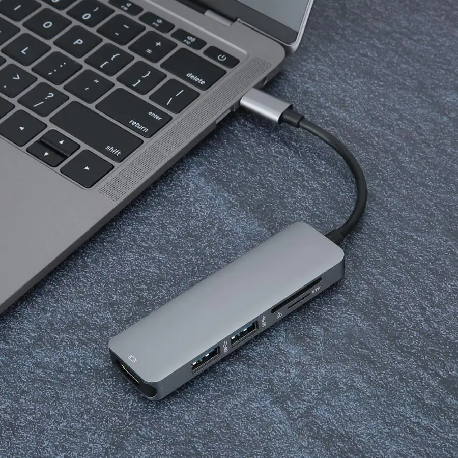5-в-1 HDMI+ устройство для считывания с tf-карт мульти-Функция конвертер Алюминий сплав Тип-C концентратор usb кард-ридер