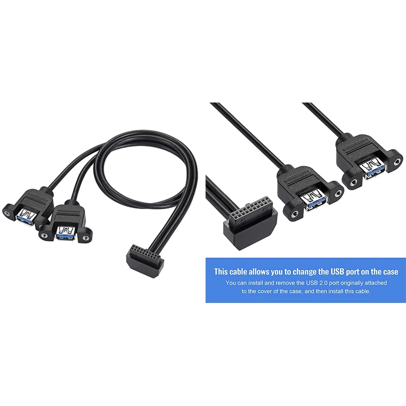 USB 3.0 19PIN to Dual Port a Female Baffle Cable Suitable for Win XP/Vista/Win7 32-Bit/64-Bit Mac10.8 or Higher | Компьютеры и офис
