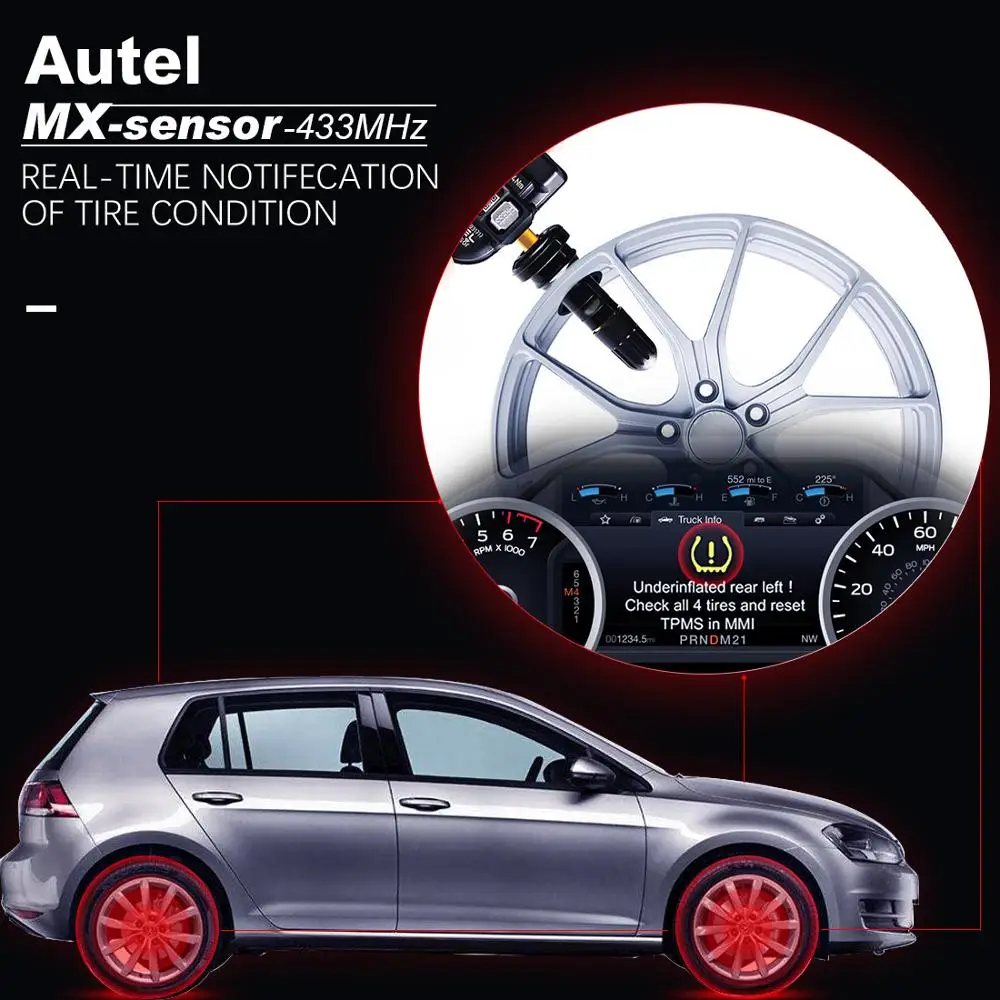 4PCS Autel 433MHz MX-센서 M 범용 프로그래머블 클램프 인 TPMS 센서 타이어 압력 툴