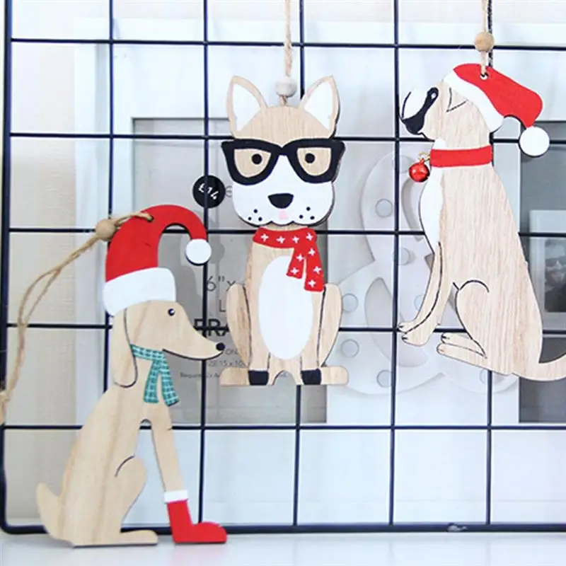 4Pcs Ornaments Creative Pendant Dog Shaped Pendant Christmas Pendants Wall Decor Party Hanging for Christmas Party Holiday