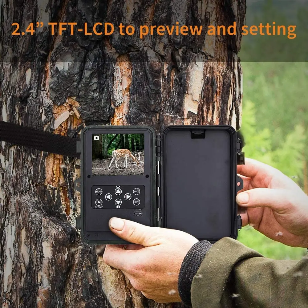 2 4 дюймовая ЖК камера для охоты с держателем 16MP 1080P водонепроницаемая ночного