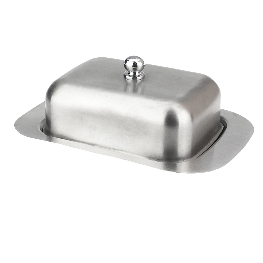 Stainless Steel Butter Dish Bread Dessert Cake Serving Tray Food Container