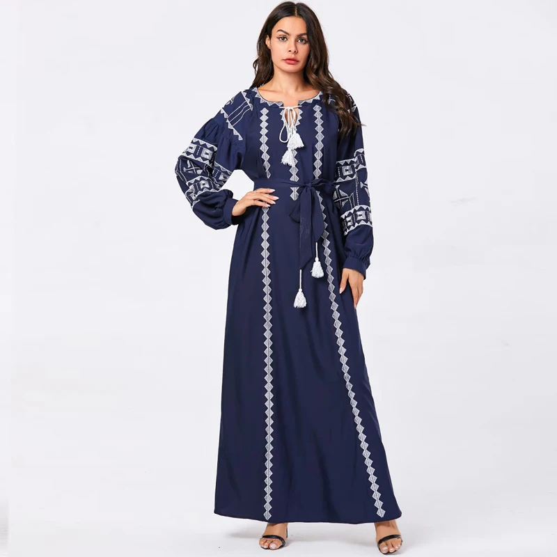 Плюс размер Абая, для мусульман платье хиджаб Caftan одежда из Дубая женский Восточный халат Оман турецкая исламская одежда Tesettur Elbise Djellaba