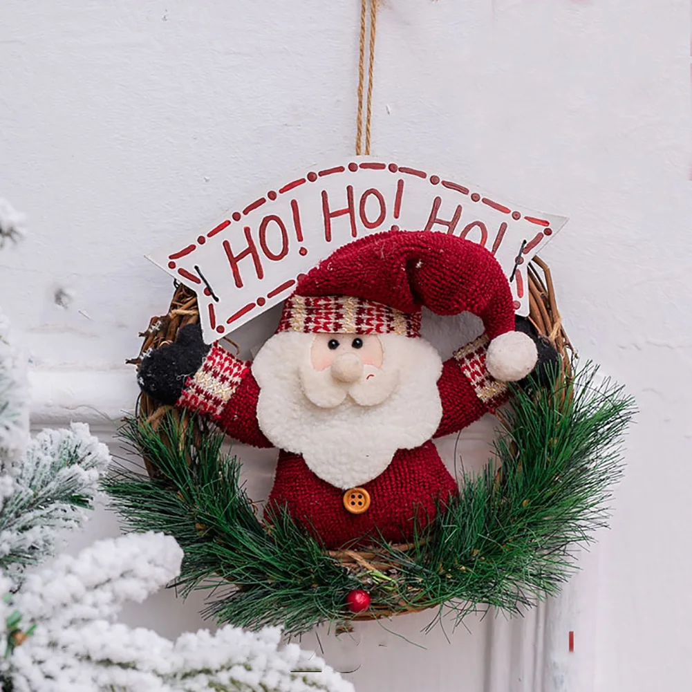 Artificial Pendant Christmas Wreath Rattan Decorative Home Mini Gifts Easy Apply Round Multipurpose Party Hanging Doll Door