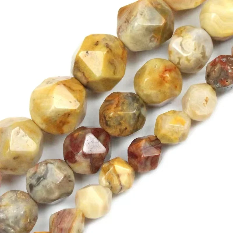 

Natural Faceted Crazy Agates Stone Loose Spacer Beads For Jewelry Making DIY Bracelet Accessories 15'' Strands 4/6/8/10/12mm