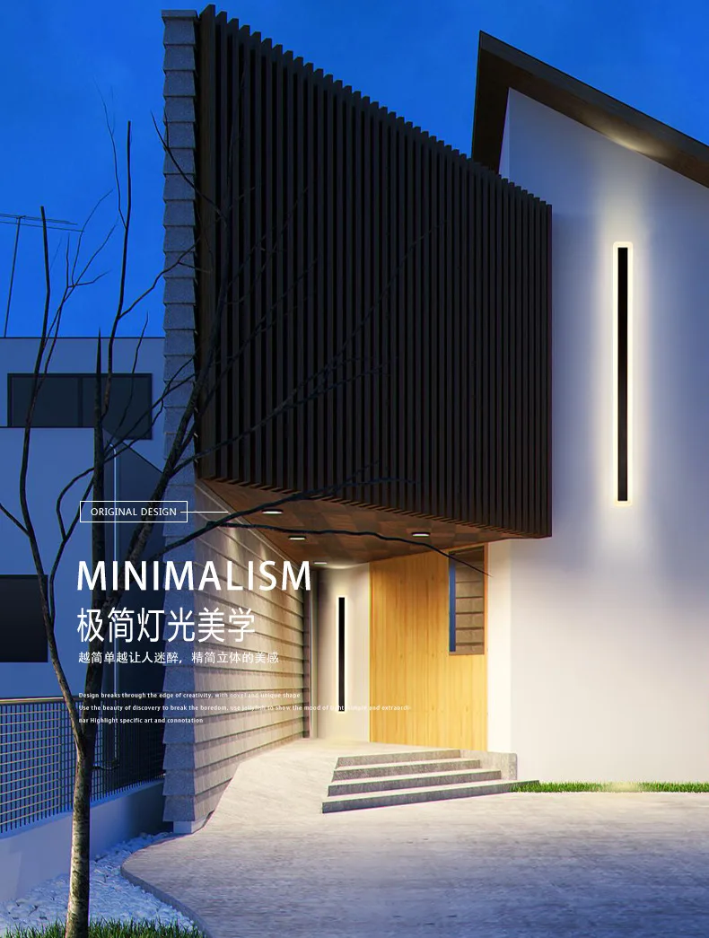 Luminária de Parede Linear à Prova Iluminação para Varanda Casa de Hotel D'água Estilo Minimalista Outoor Led Ip65 1 Cheap Luminárias de parede externas