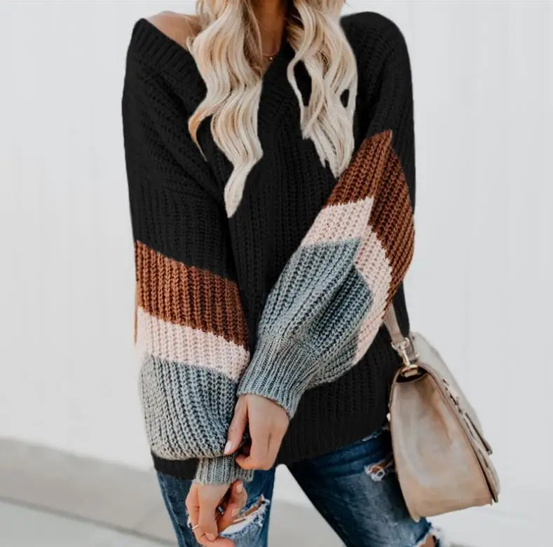 Women Sweater Winter Cute Twist Knot Waffle Solid Loose Female Knit Pullover Fashion Long Sleeve V Neck Women Jumper Sweater - Цвет: style4