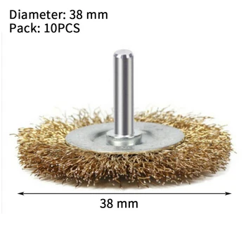 

10pcs 38mm T-Type Copper-Plated Steel Wire BrushSet 1/4\\\" Shank Electric Angle Grinder For Rotary Tools And Drills